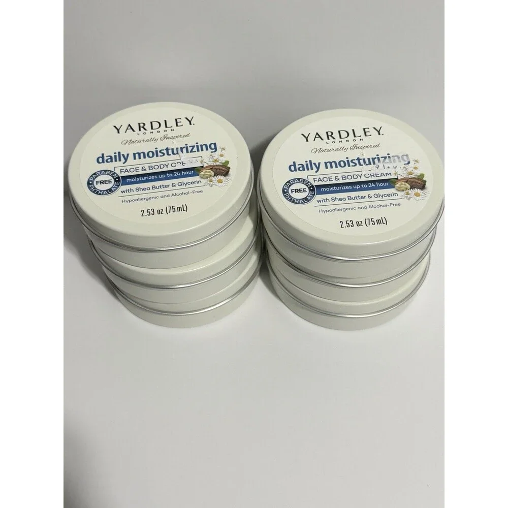 Yardley Daily Moisturizing Face & Body Cream 2.53oz Shea Butter Glycerin 6 Pk